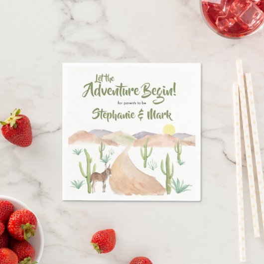 Serviette En Papier Desert Adventure Commence Succulent Boho Baby show (En situation)