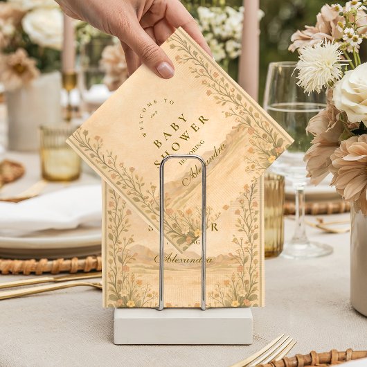 Serviette En Papier Desert Botanical Neutral Florals Baby Shower