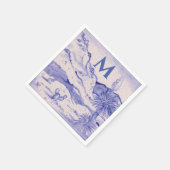 Serviette En Papier Desert Cactus Bleu Blanc Paysage Yucca Monogramme (Coin)