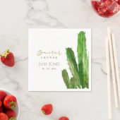 SERVIETTE EN PAPIER DESERT CACTUS FOLIAGE FÊTE DES MARIÉES DE COULEUR  (En situation)