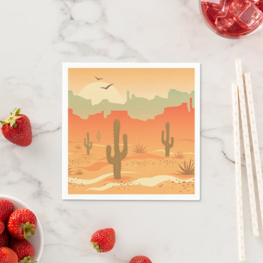 Serviette En Papier Desert Cactus Paysage Design Papier serviettes (En situation)