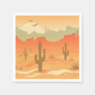 Serviette En Papier Desert Cactus Paysage Design Papier serviettes