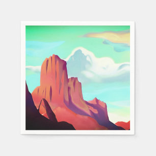Serviette En Papier Désert du Sud-Ouest avec Montagnes Art minimaliste