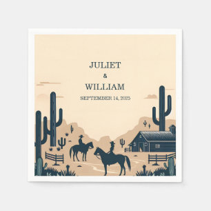 Serviette En Papier Desert Rodeo Retro Horse Rustic Western Mariage