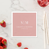 Serviette En Papier Desert Rose Simple Élégant Couple Initiales Mariag (En situation)