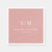 Serviette En Papier Desert Rose Simple Élégant Couple Initiales Mariag (Devant)