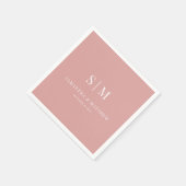 Serviette En Papier Desert Rose Simple Élégant Couple Initiales Mariag (Coin)