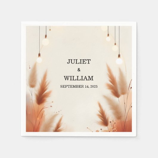 Serviette En Papier Désert Rustique Boho Automne Ombre Mariage Brown (Devant)