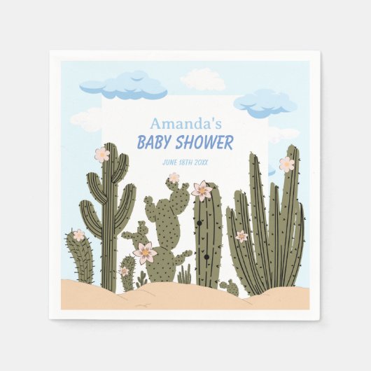 Serviette En Papier Désert sauvage avec Cactus Baby shower mignon Bien (Devant)