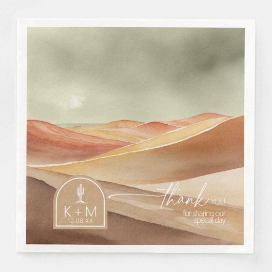 Serviette En Papier Desert Vibes Mariage Paysage Merci ID1019 (Devant)