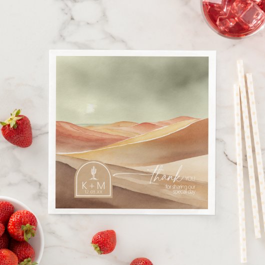 Serviette En Papier Desert Vibes Mariage Paysage Merci ID1019 (En situation)