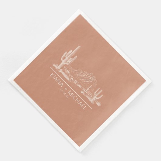 Serviette En Papier Desert Vibes Paysage Mariage Terra Cotta ID1019 (Coin)