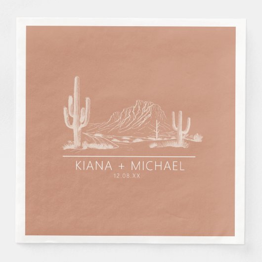 Serviette En Papier Desert Vibes Paysage Mariage Terra Cotta ID1019 (Devant)