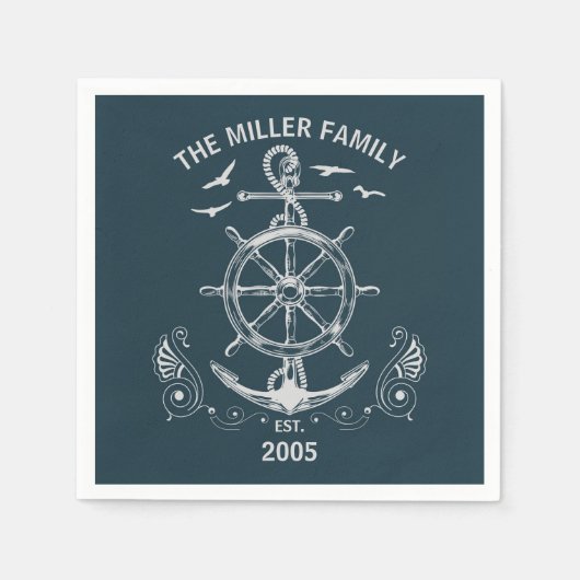 Serviette En Papier Design à thème nautique avec décor océanique (Devant)