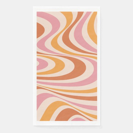 Serviette En Papier Design abstrait rose et orange (Devant)