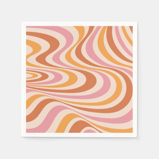 Serviette En Papier Design abstrait rose et orange (Devant)