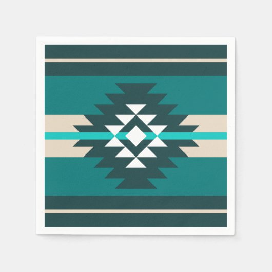Serviette En Papier Design aztèque en couleur turquoise (Devant)