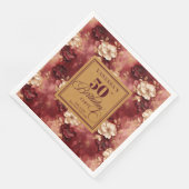 Serviette En Papier Design Boho Merlot Blush Gold 50e anniversaire (Coin)