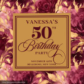 Serviette En Papier Design Boho Merlot Blush Gold 50e anniversaire