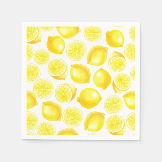 Serviette En Papier Design citrons aquarelle (Devant)