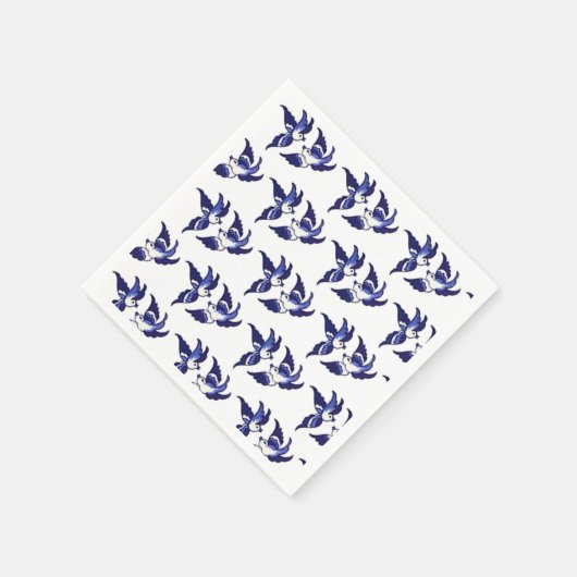 Serviette En Papier Design Classique aux Oiseaux de Bleu Willow (Coin)