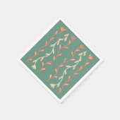 Serviette En Papier Design d'algues vertes et roses (Coin)