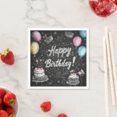 Serviette En Papier Design d'anniversaire de style Chalkboard (En situation)