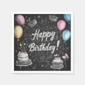 Serviette En Papier Design d'anniversaire de style Chalkboard (Devant)