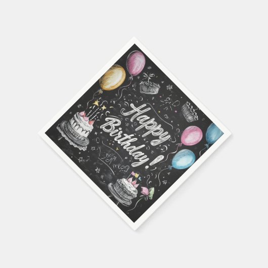Serviette En Papier Design d'anniversaire de style Chalkboard (Coin)