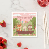 Serviette En Papier Design d'anniversaire des enfants mignons avec ren (En situation)