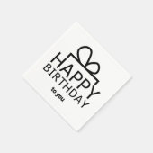 Serviette En Papier Design d'anniversaire noir sur blanc (Coin)