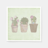 Serviette En Papier Design d'aquarelle Cactus Trio souriant (Devant)