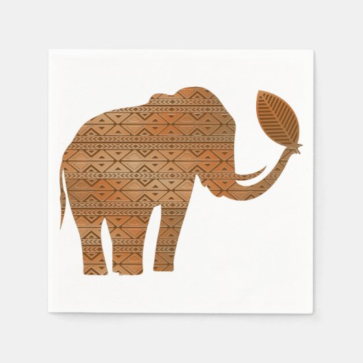 Serviette En Papier Design d'art tribal des éléphants (Devant)