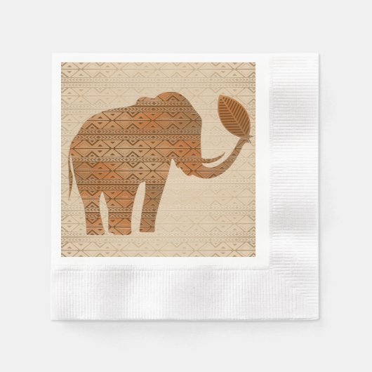 Serviette En Papier Design d'art tribal des éléphants (Devant)