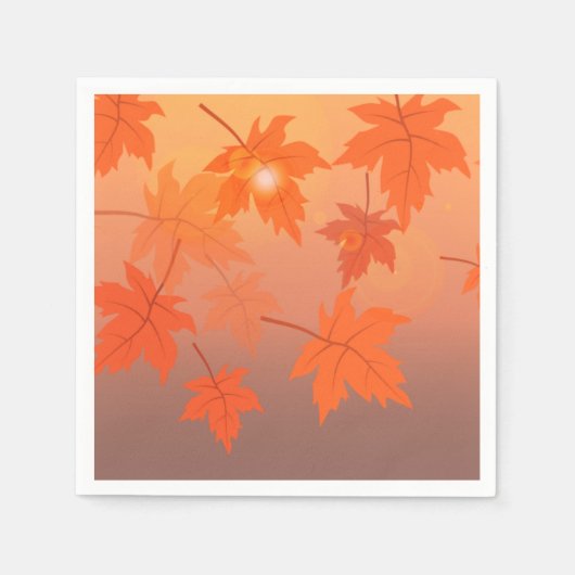 Serviette En Papier Design d'automne avec feuilles d'érable et effet b (Devant)