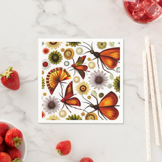 Serviette En Papier Design d'automne floral (En situation)
