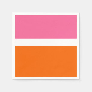 Serviette En Papier Design de bloc de couleur rose blanc orange clair