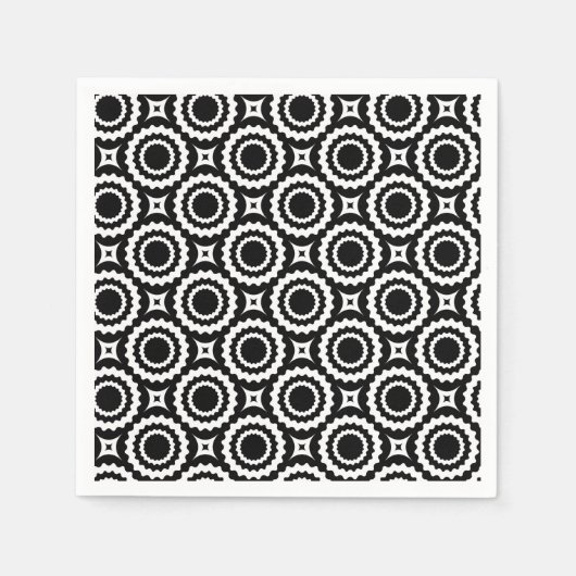 Serviette En Papier Design de cercles en zigzag noir mignon (Devant)