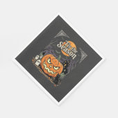 Serviette En Papier Design de chat de citrouille de la saison d'Hallow (Coin)