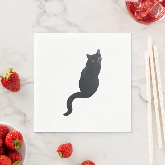 Serviette En Papier Design de chat noir (En situation)