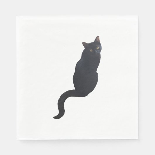 Serviette En Papier Design de chat noir (Devant)