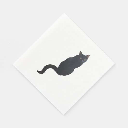 Serviette En Papier Design de chat noir (Coin)