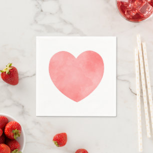 Serviette En Papier Design de coeur rose aquarelle