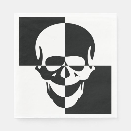 Serviette En Papier Design de crâne d'illusion optique en noir et blan (Devant)