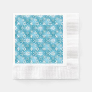 Serviette En Papier Design de flocon de neige blanc et aqua