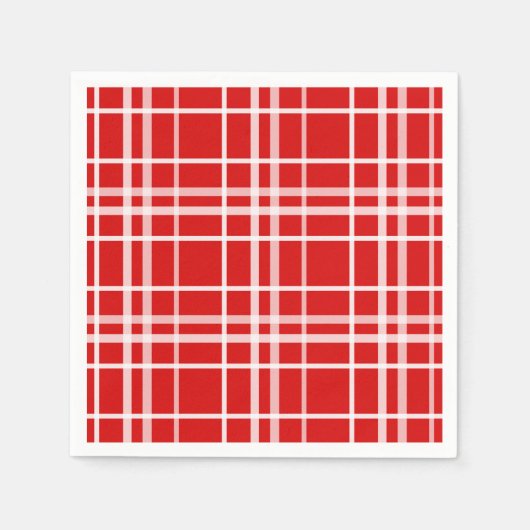 Serviette En Papier Design de Motif en Tartan blanc rouge (Devant)