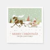 Serviette En Papier Design de Noël rétro père Noël & Reindeer (Devant)