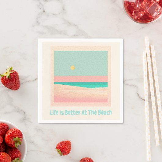 Serviette En Papier Design de plage (En situation)