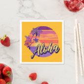 Serviette En Papier Design de texte de style rétro "Aloha" (En situation)