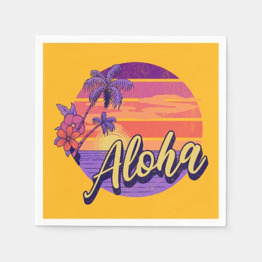Serviette En Papier Design de texte de style rétro "Aloha" (Devant)